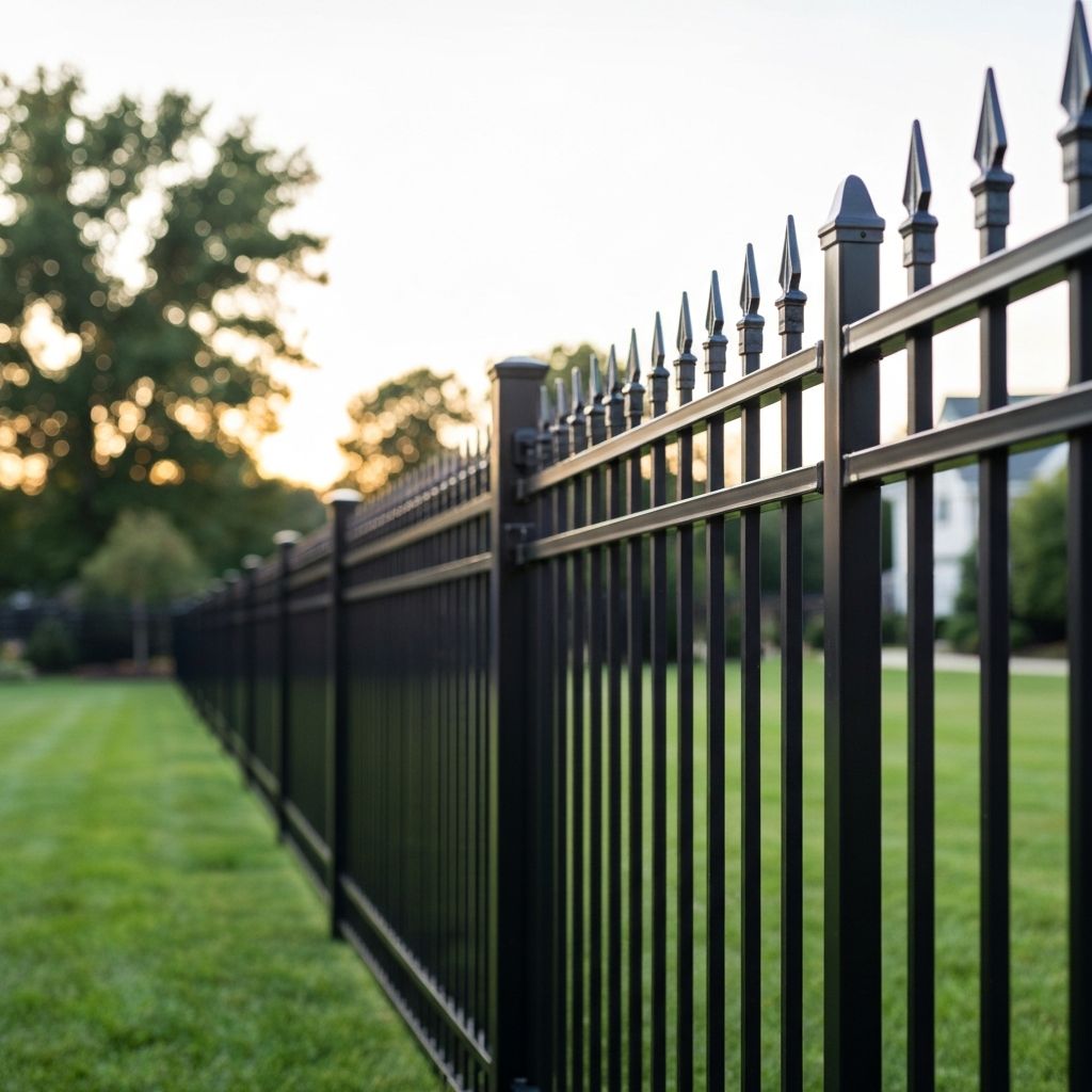Completed premium black aluminum fence installation at a New Jersey residential property